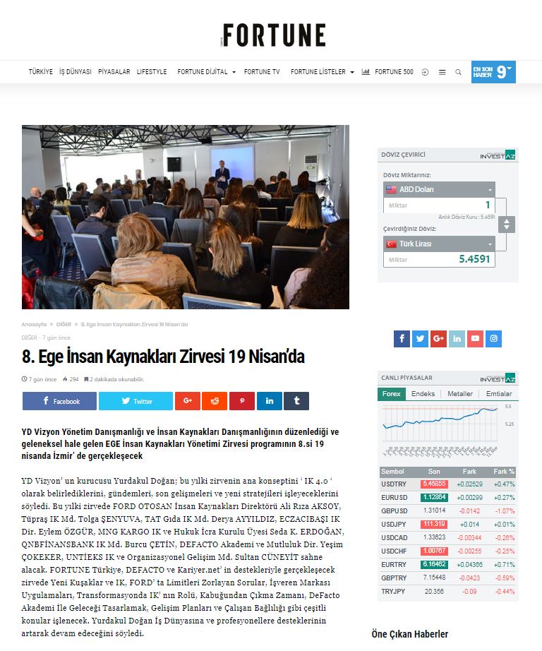 Fortune Türkiye - 8. İK Yönetim Zirvesi - Haber
